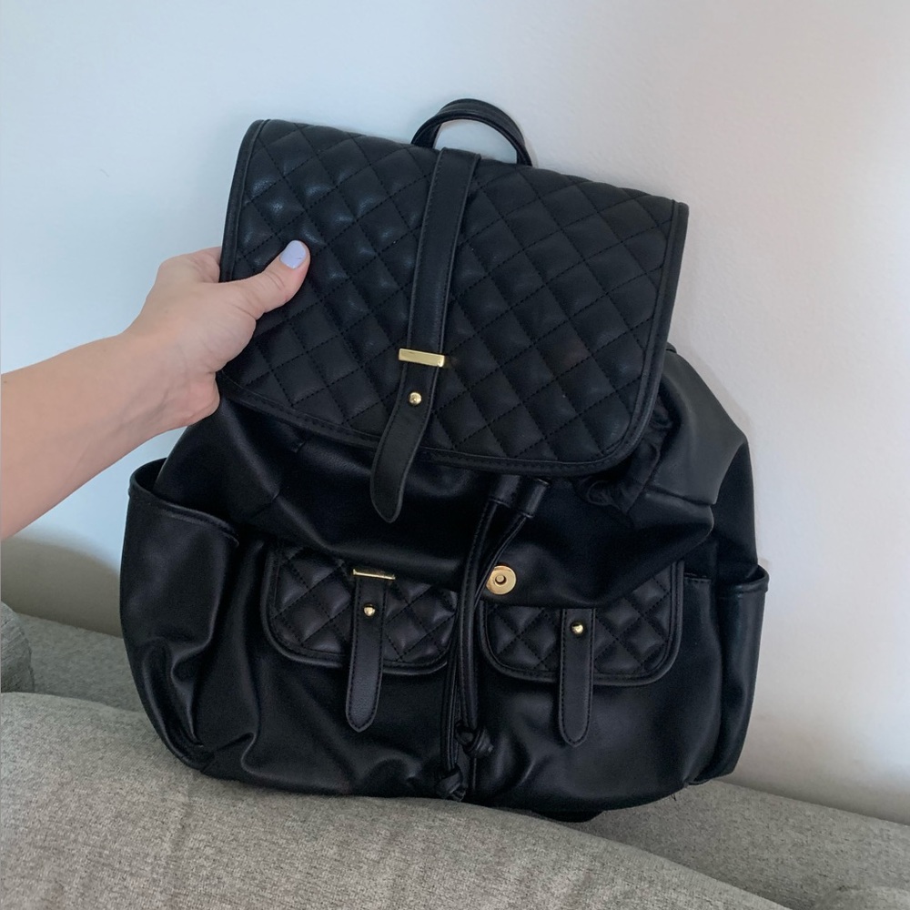Faux leather backpack